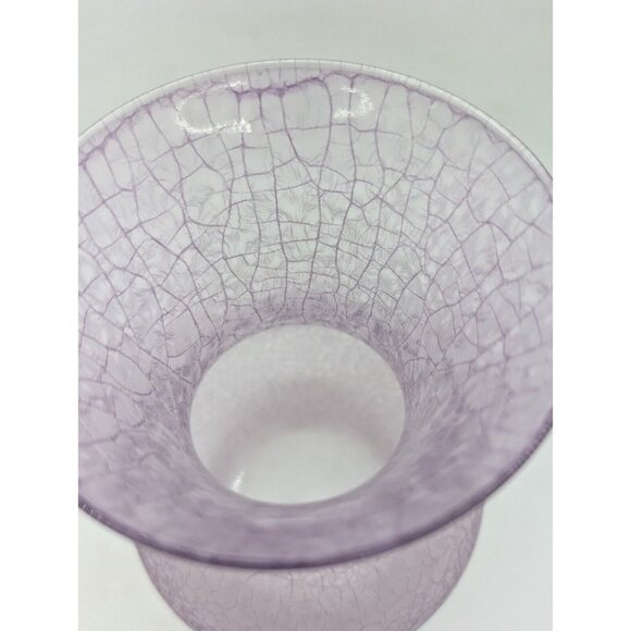 Vintage Libbey Frosted Crackle Glass Vase Purppish Pink Tone Marked L 7.08" - Picture 5 of 11